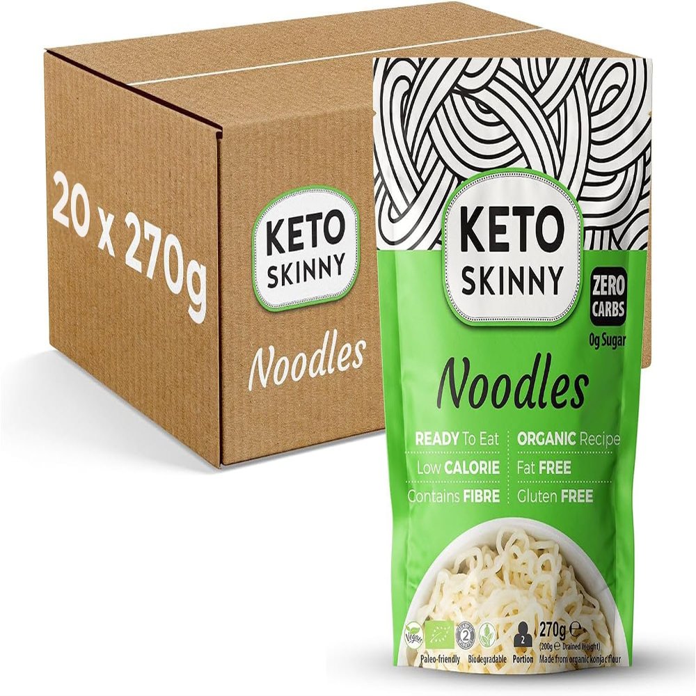 Keto Skinny Shirataki Konjac Noodles 270g (Pack of 20) Organic Konjac Flour, Zero Sugar, Low Carb, Low Calorie, Fibre & Protein, Gluten Free, Vegan, Keto & Paleo Friendly, Ready to Eat Noodle