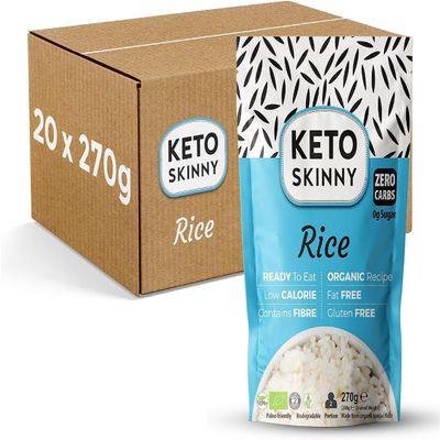 Keto Skinny Shirataki Konjac Rice 270g (Pack of 20) - Organic Konjac Flour, Zero Sugar, Low Carb, Low Calorie, Fibre & Protein, Gluten Free, Vegan, Keto & Paleo Friendly Ready to Eat Rice Alternative