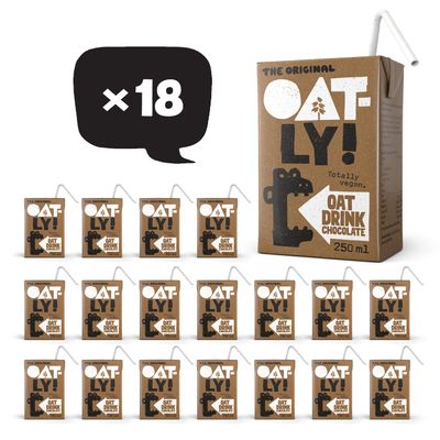 Oatly Chocolate Oat Drink Carton 18 x 250ml (with paper straw)