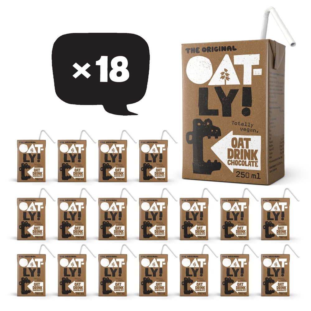 Oatly Chocolate Oat Drink Carton 18 x 250ml (with paper straw)