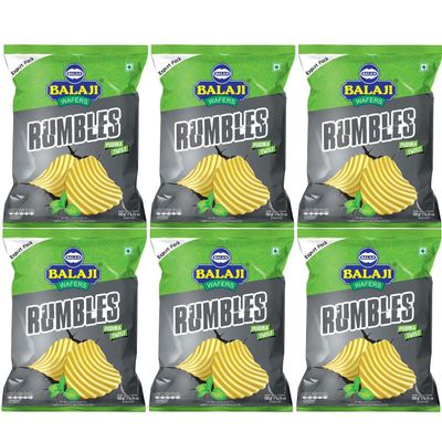 Balaji Rumble Mint Twist 135gm (Pack of 6) | Refreshing Mint Flavoured Crunchy Snack | Perfect for Tea-Time, Parties, and Anytime Munching
