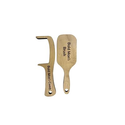 2pc Bald Man's Wooden Comb and Brush Set, Novelty Gag Gift Funny Prank Joke Gift Bald Man Comb Grooming Tool