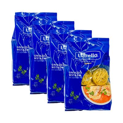 Lubella Nest Ribbons 400G Gniazda Wstazki Ribbon Sockets Delicious and Tasty Traditional Pasta Easy to Cook Durum Wheat Semolina Product of Poland Pack of 4