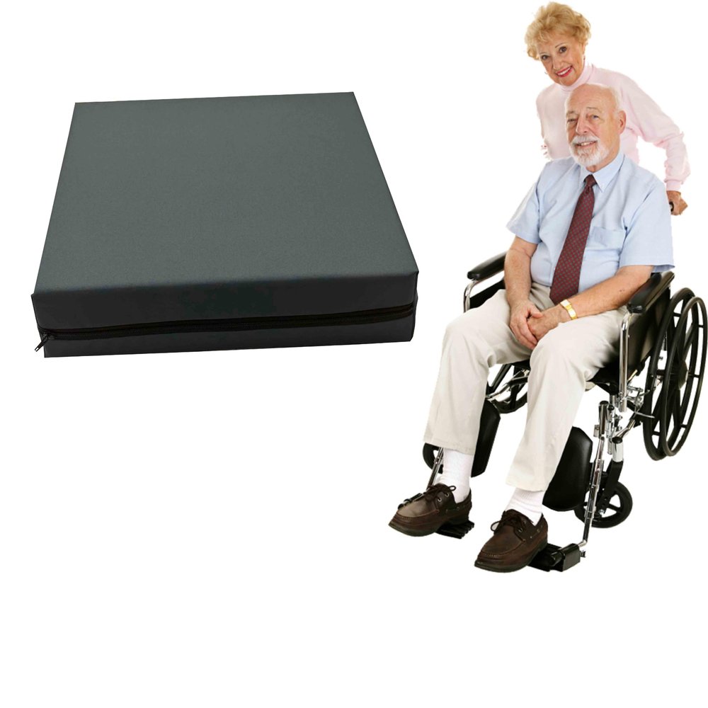 GRIZZLY FOAM 4inch/10cm Thick Memory Foam Wheelchair Seat Pad waterproof pressure Relief Multi-use With Removeable Zipp Cover Ask Customized Size (Charcoal Grey, 24x26x4inch 60x66x10cm)
