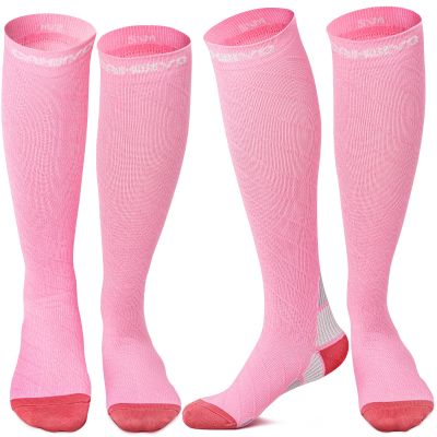 CAMBIVO Compression Socks for Women & Men 2 Pairs, Flight Socks Compression Stockings for Calf & Ankle Support, Sports, Flying, Maternity Pregnancy, Nurses, Travel
