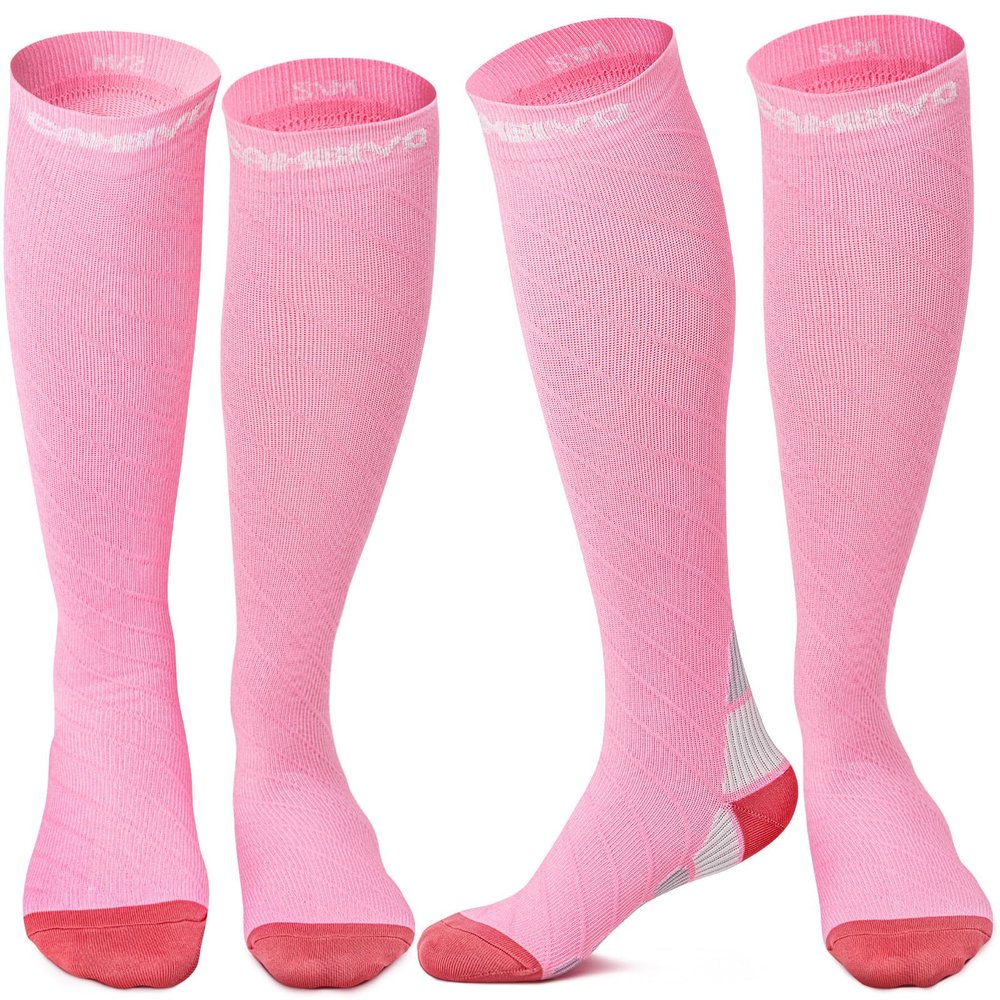 CAMBIVO Compression Socks for Women & Men 2 Pairs, Flight Socks Compression Stockings for Calf & Ankle Support, Sports, Flying, Maternity Pregnancy, Nurses, Travel