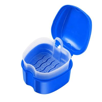 FGUUTYM Denture Bath Case, Cup Box, Storage Container with Strainer Basket for Travel Cleaning, Tartar Remover, Ultrasonic Professional (Blue, One Size)