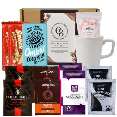 Hot Chocolate Gift Set - Chocolate Gift Hamper Gift set for Women & Men, Hot chocolate powder, With Hot Chocolate Mug, Marshmallows, Biscuits, Chocolate Bar and More, Hamper Gifts
