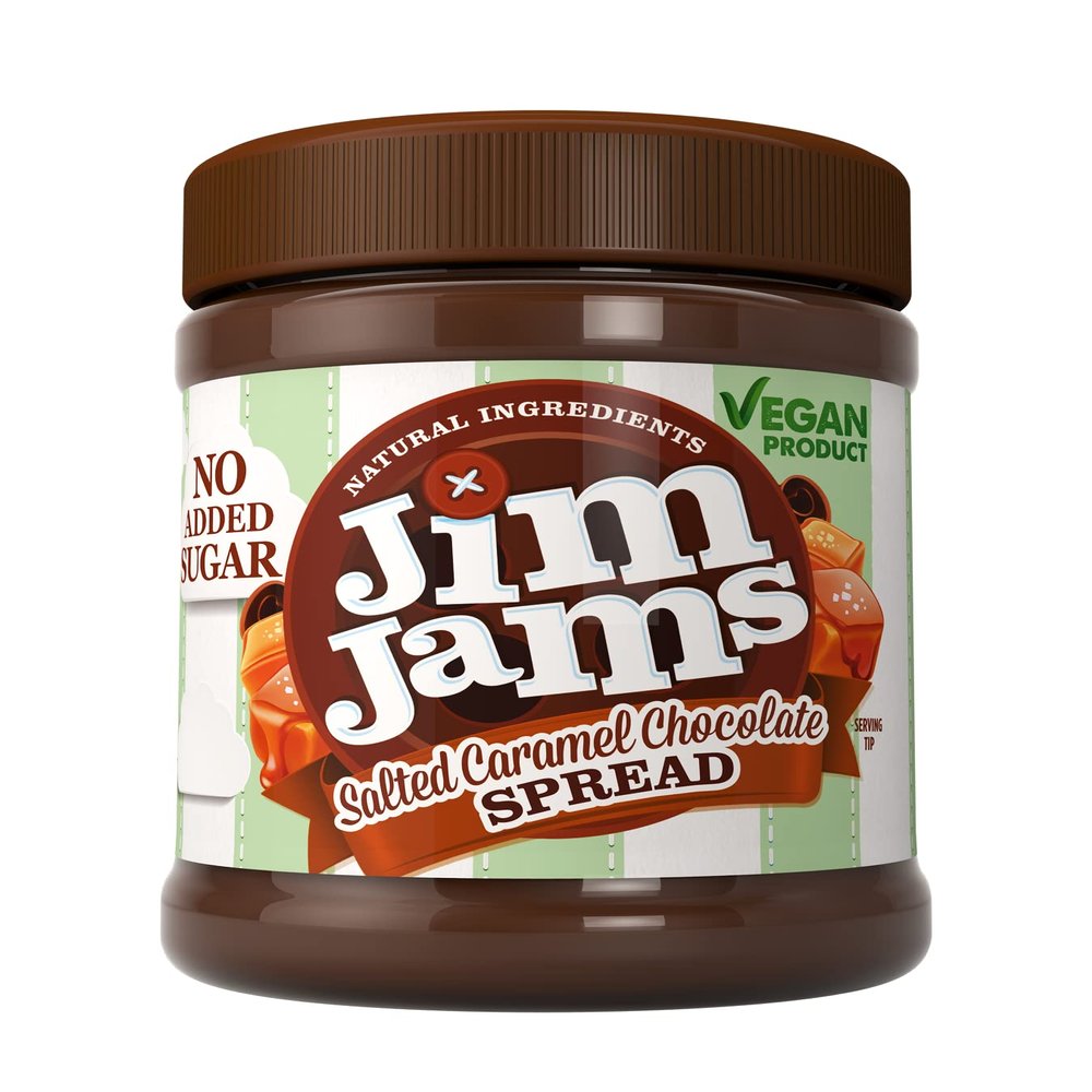 Jimjams Plant based Vegan No Added Sugar Salted Caramel Chocolate Spread 350g | Healthy Diabectic Belgium Choco Spread | Ideal on bread & breakfast & Baking Cakes, Pancakes, Muffins (1, Caramel)