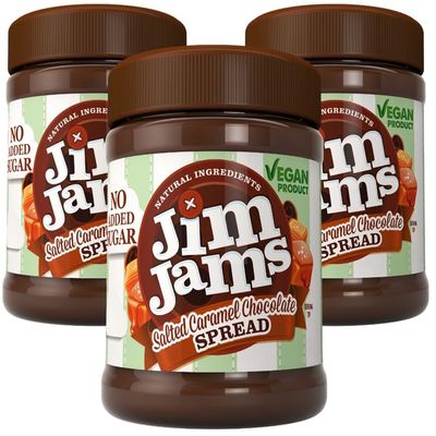 Jimjams Plant based Vegan No Added Sugar Salted Caramel Chocolate Spread 350g | Healthy Diabectic Belgium Choco Spread | Ideal on bread & breakfast & Baking Cakes, Pancakes, Muffins(3, Caramel)