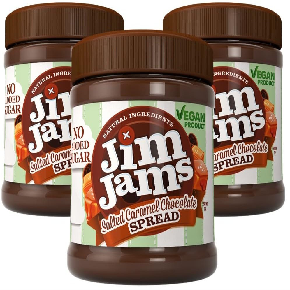 Jimjams Plant based Vegan No Added Sugar Salted Caramel Chocolate Spread 350g | Healthy Diabectic Belgium Choco Spread | Ideal on bread & breakfast & Baking Cakes, Pancakes, Muffins(3, Caramel)