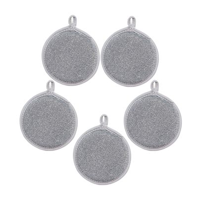 5pcs Silver Sponge Nylon Wire Cleaning Sponges for Kitchen