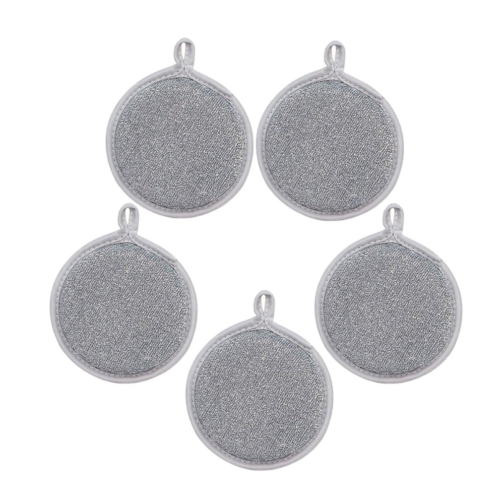 5pcs Silver Sponge Nylon Wire Cleaning Sponges for Kitchen