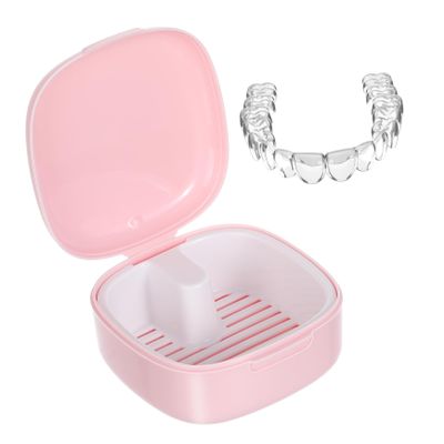 BCOATH Portable Retainer Case with Secure Lid and Built-in Drainer Basket, Plastic Denture Holder for Easy Cleaning and Versatile Use, Storage Box for Braces and Orthodontic Devices