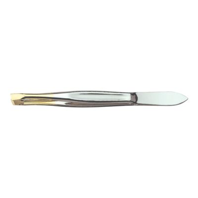 Kiepe - Touch Tweezers, Facial Hair Removal,Carbon Steel Tweezers for Chin, Cheek, and Face Grooming (0049 Oblique Golden Slanted Tips 3.5 Inch (9cm))