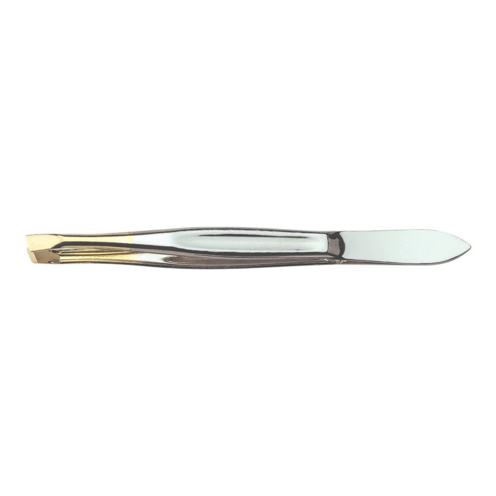 Kiepe - Touch Tweezers, Facial Hair Removal,Carbon Steel Tweezers for Chin, Cheek, and Face Grooming (0049 Oblique Golden Slanted Tips 3.5 Inch (9cm))
