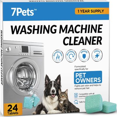 Washing Machine Cleaning Tablets, 24 Pieces, 1 Year Supply for Pet Owners, Deep Cleaning, Descaler for HE, Top and Front Load Washing Machines, Septic Safe and Eco-Friendly, Removes