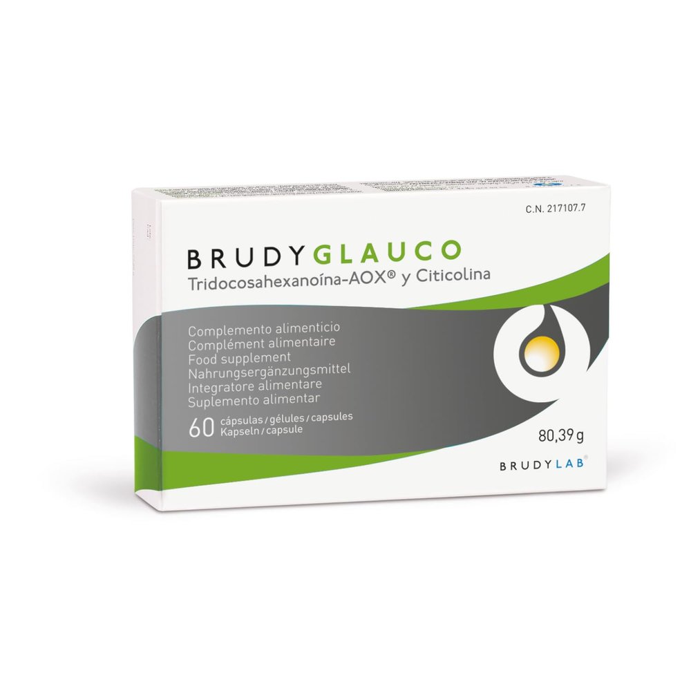 BRUDYLAB - Brudy Glauco - Omega 3 Fatty Acid Supplement Enriched with DHA 70%, EPA 8.5%, DPA 6% and Citicoline - Helps Normal Brain, Eye and Cardiovascular Function - 60 Capsules