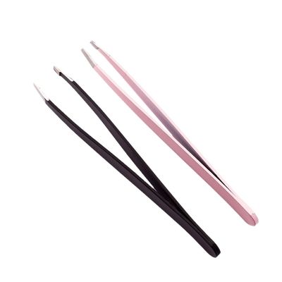 2 Pieces Professional Eyebrow Tweezers Slanted Stainless Steel Hair Remover