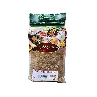 Veena's Kerala Matta Rice 5Kg Natural and Authentic Rich in Fiber and Nutrients Ideal for Traditional Recipes Product from India Pack of 1
