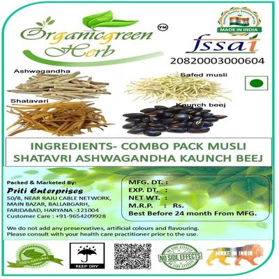Shatavar, Safed Musli, Kaunch Beej & Ashwagandha 400 Grm Combo Pack [100 Grm Each]