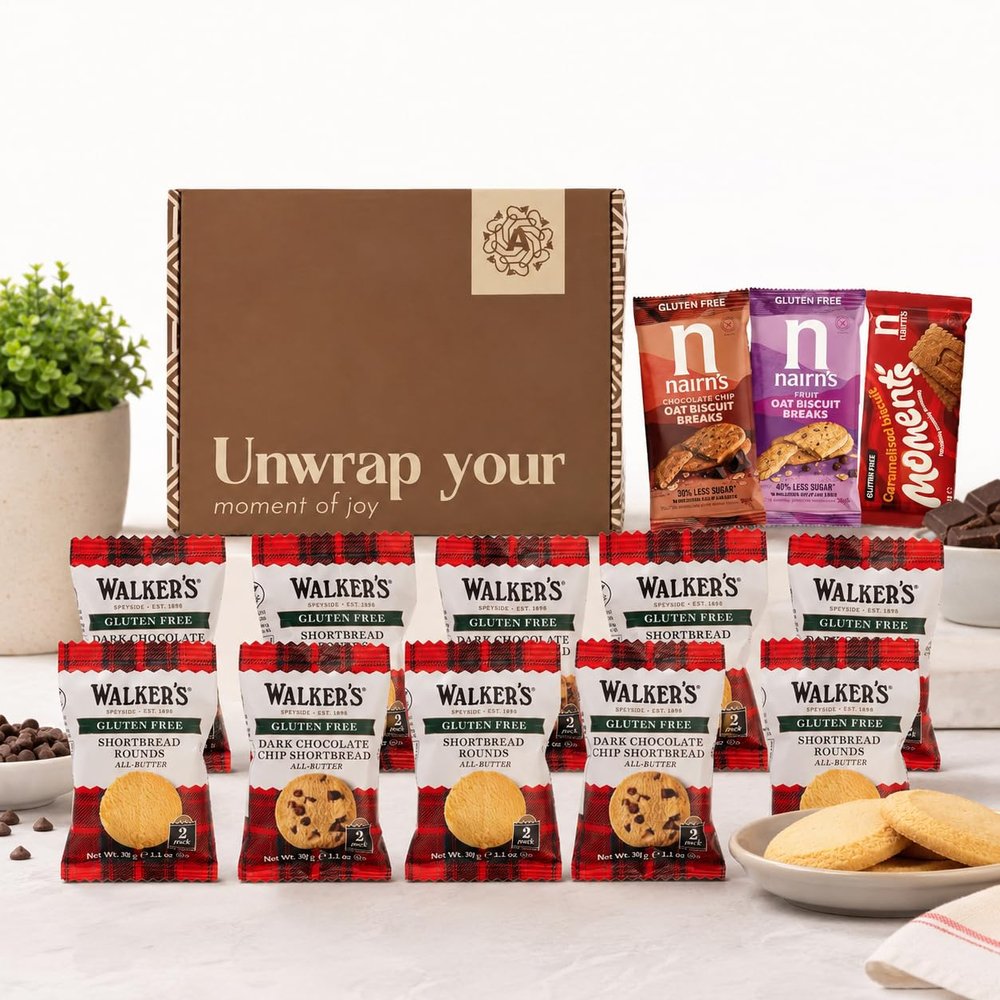 Gluten Free Biscuits Hamper - Contains 13x items (29xTotal). Gluten Free Walkers Shortbread & Nairns Biscuit Breaks. Coeliac Gifts Set. Suitable Present For Celiacs or Anyone Following A GF Diet.