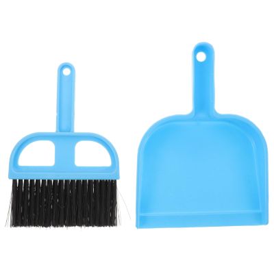 SEWOART Mini Broom and Dustpan Set Plastic Material with Wear Resistance , for Cleaning Hard-to-Reach Spaces Like Computer Vents and Auto Parts , Blue Portable for Home and Pet Store Use
