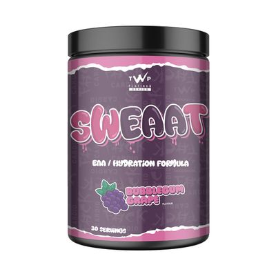 TWP Nutrition Platinum Series SWEAAT, EAA & Hydration Formula, Pre, Intra and Post Workout Powdered Drink, Zero Sugar, 450g and 30 Servings, 5 Great Flavours (450g, Bubblegum Grape)