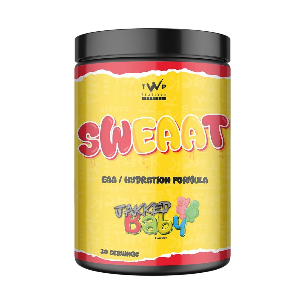 TWP Nutrition Platinum Series SWEAAT, EAA & Hydration Formula, Pre, Intra and Post Workout Powdered Drink, Zero Sugar, 450g and 30 Servings, 5 Great Flavours (450g, Jakked Baby)