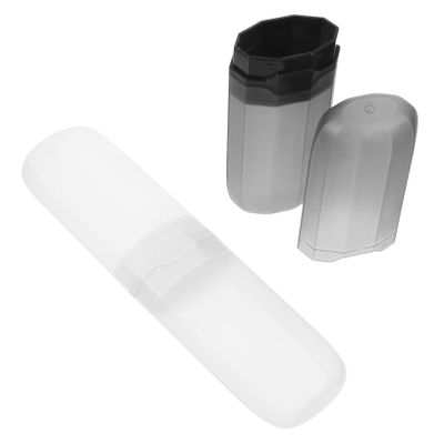 Amosfun 2pcs Portable Toothbrush Box Travel Lid Material for Hiking and Camping Includes Toothpaste Holder and Toothbrush Storage Case