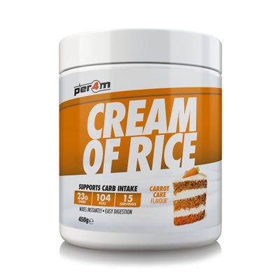 Per4m Protein Cream of Rice | Easy-to-Digest Complex Carbohydrate | Gluten-Free, Plant-Based Smooth Rice Porridge | Ideal Pre- or Post-Workout (450g (Pack of 1), Carrot Cake)