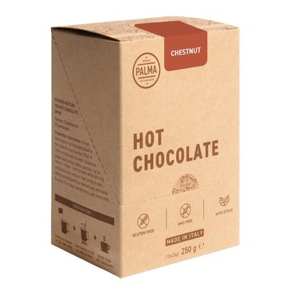 PALMA Italian Hot Chocolate Sachets - Chestnut Chocolate | Rich & Creamy Drinking Chocolate | Gluten Free, GMO Free | Made in Italy | 250g (10 Servings)