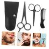 TOVINANNA Mustache Scissors Set Grooming Kit Stainless Steel for Men and Small Comb Beard Trimming with Anti-Rust Finish, Clean Cut Shears Silver for Barber Shops and Outdoor Travel view 1