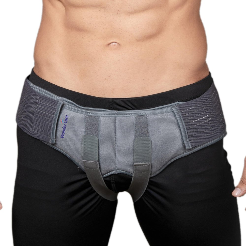 Wonder Care Inguinal Hernia Belt For Men Hernia Support Truss Groin Brace with Adjustable Waist Straps/Compression Pads