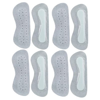 TOVINANNA 4 Pairs Self-Adhesive Anti-Slip Heel Protectors Made of Leather and Latex Sponge, Abrasion Resistant Heel Pads for Warm Shoes and Sports Shoes, Grey