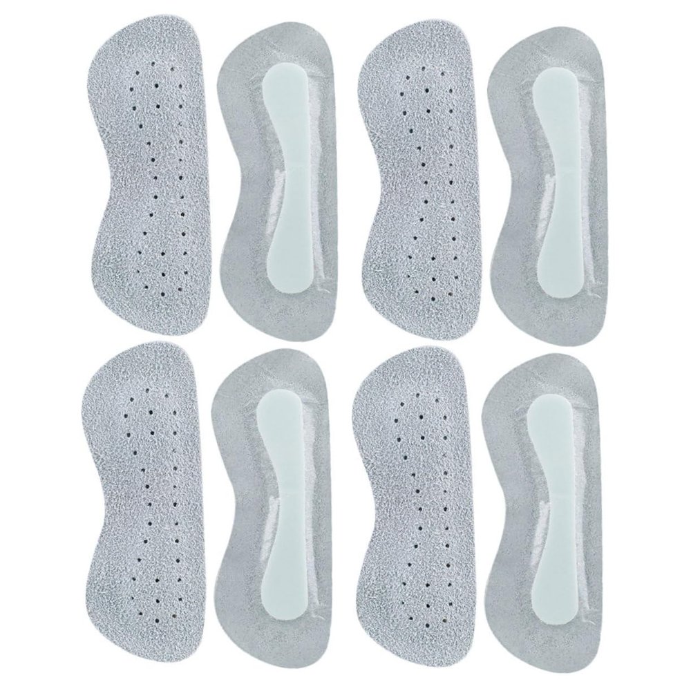 TOVINANNA 4 Pairs Self-Adhesive Anti-Slip Heel Protectors Made of Leather and Latex Sponge, Abrasion Resistant Heel Pads for Warm Shoes and Sports Shoes, Grey