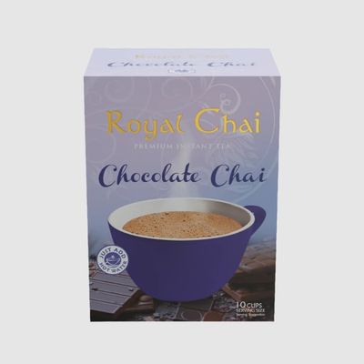 Royal Chai Luxury Instant Chocolate Chai Instant Spiced Hot Chocolate & Chai Fusion, 10 Sachets Per Box, Easy to Prepare, Just Add Water or Milk