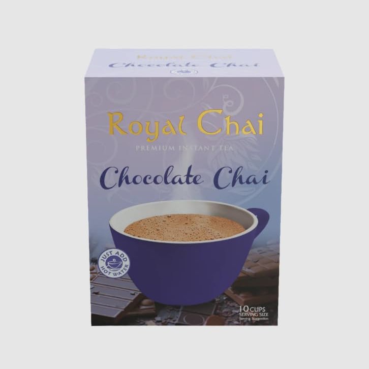 Royal Chai Luxury Instant Chocolate Chai Instant Spiced Hot Chocolate & Chai Fusion, 10 Sachets Per Box, Easy to Prepare, Just Add Water or Milk