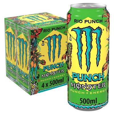 Monster Energy Drink Rio Punch, 4 x 500ml