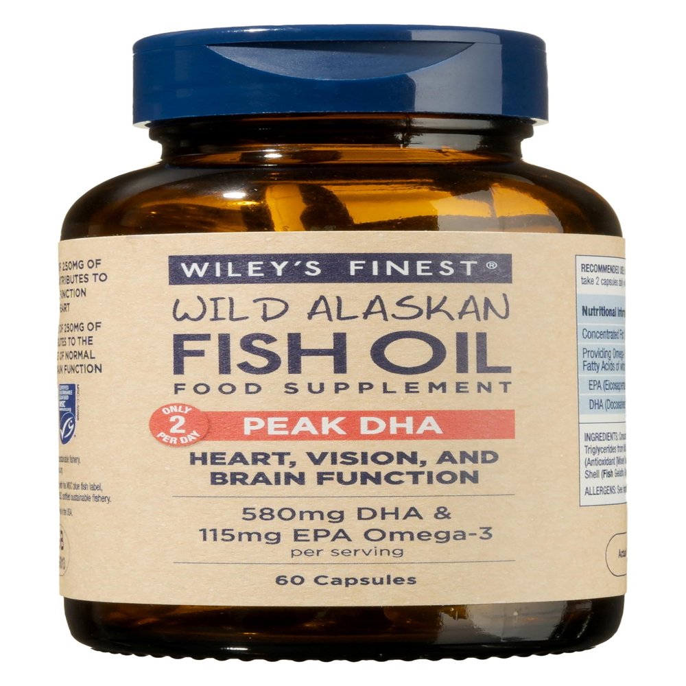 Wiley's Finest Wild Alaskan Fish Oil Peak DHA - 900mg EPA and DHA Omega-3s - 60 Softgels (30 Servings)