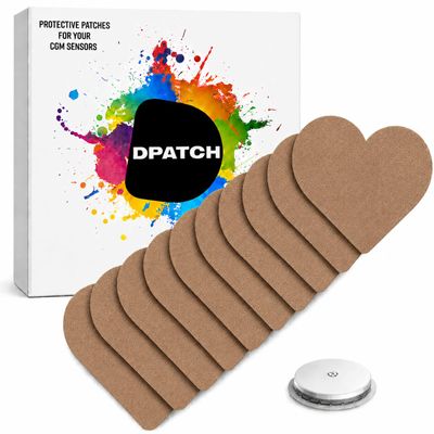 DPatch Cover Patches for Freestyle Libre 2 - Our cgm Sensor Patches are Waterproof, Unique Non-Stick Centre, Breathable, Long-Lasting Adhesion for Libre 2 Sensor - 20 Pack - Heart Shape (Brown)