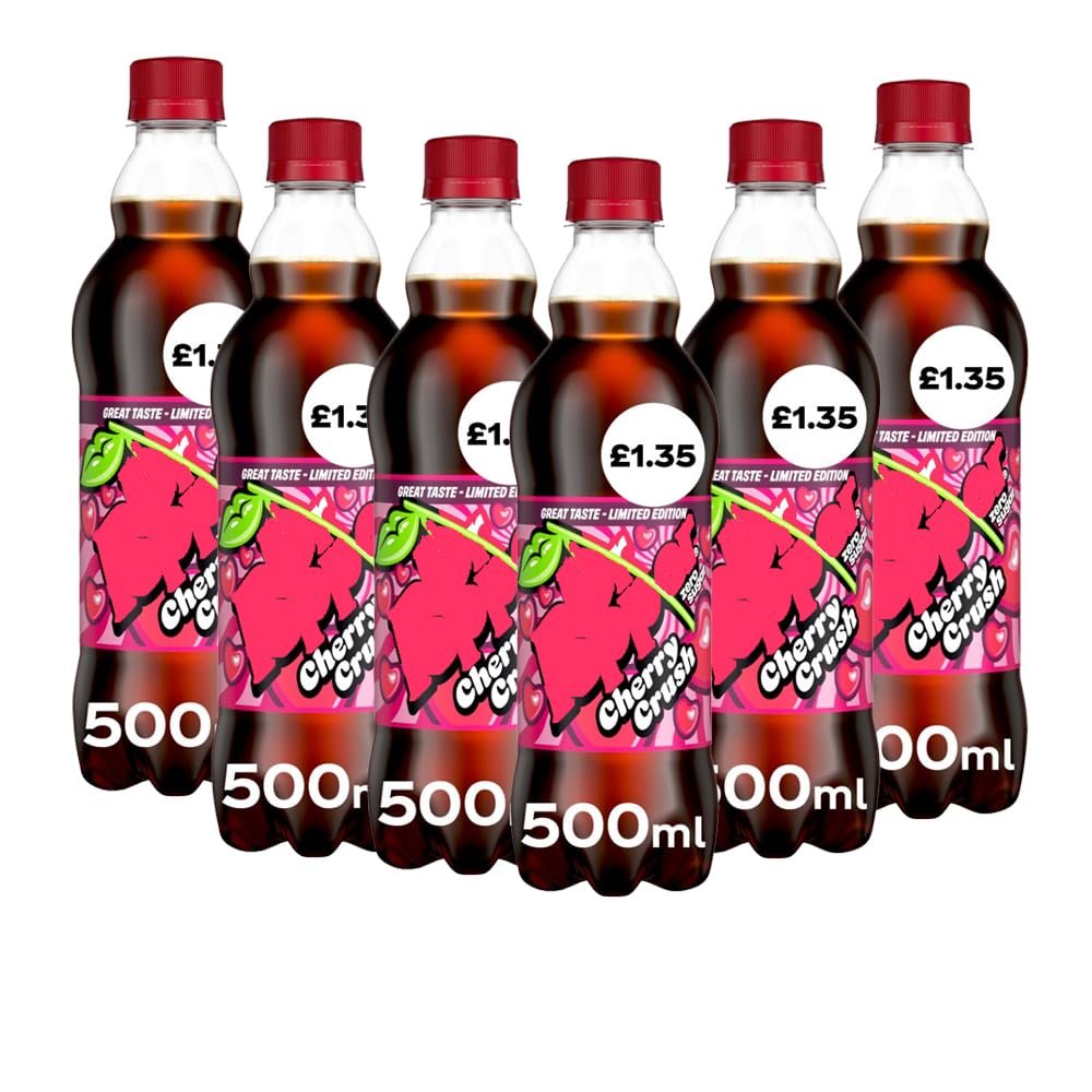 Drr Peper Cherry Crush Zero Sugar Great Taste Drink Cans 500ml - A Refreshingly Weird and Unique Taste (6 x Bottles)