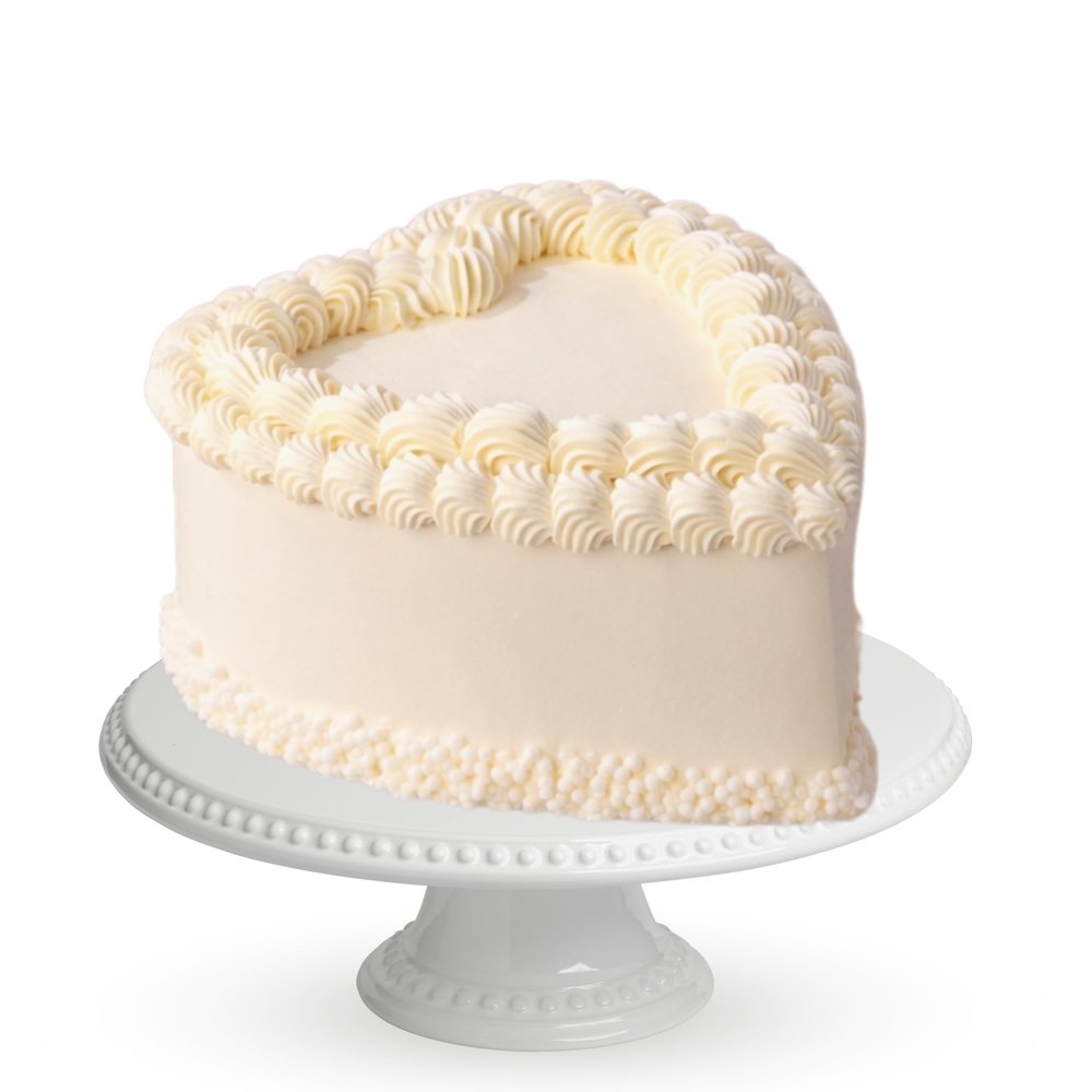 Patisserie Valerie Heart Cake with Fresh Cream & Strawberry Fill - Lambeth Icing - Birthday Celebration - Plain Sponge - Vanilla Swiss Buttercream - Perfect for Her