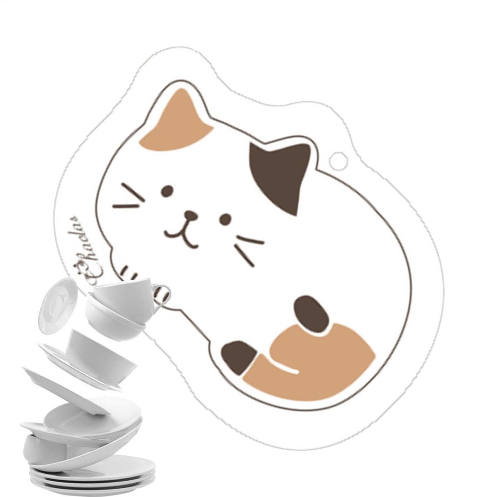 NevPuose Cat Shaped Sponge, Cat Sponges for Tableware, Cute Cellulose Sponges Made of Wood Pulp, Sponge for Dishwashing, Soft, Scratch- with Lanyard for Cleaning