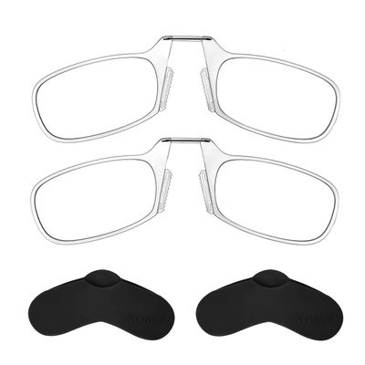 Noble Ultra Slim and Flat Reading Glasses Thin and Flexible Rimless (2 Pairs)(Clear)+1.50