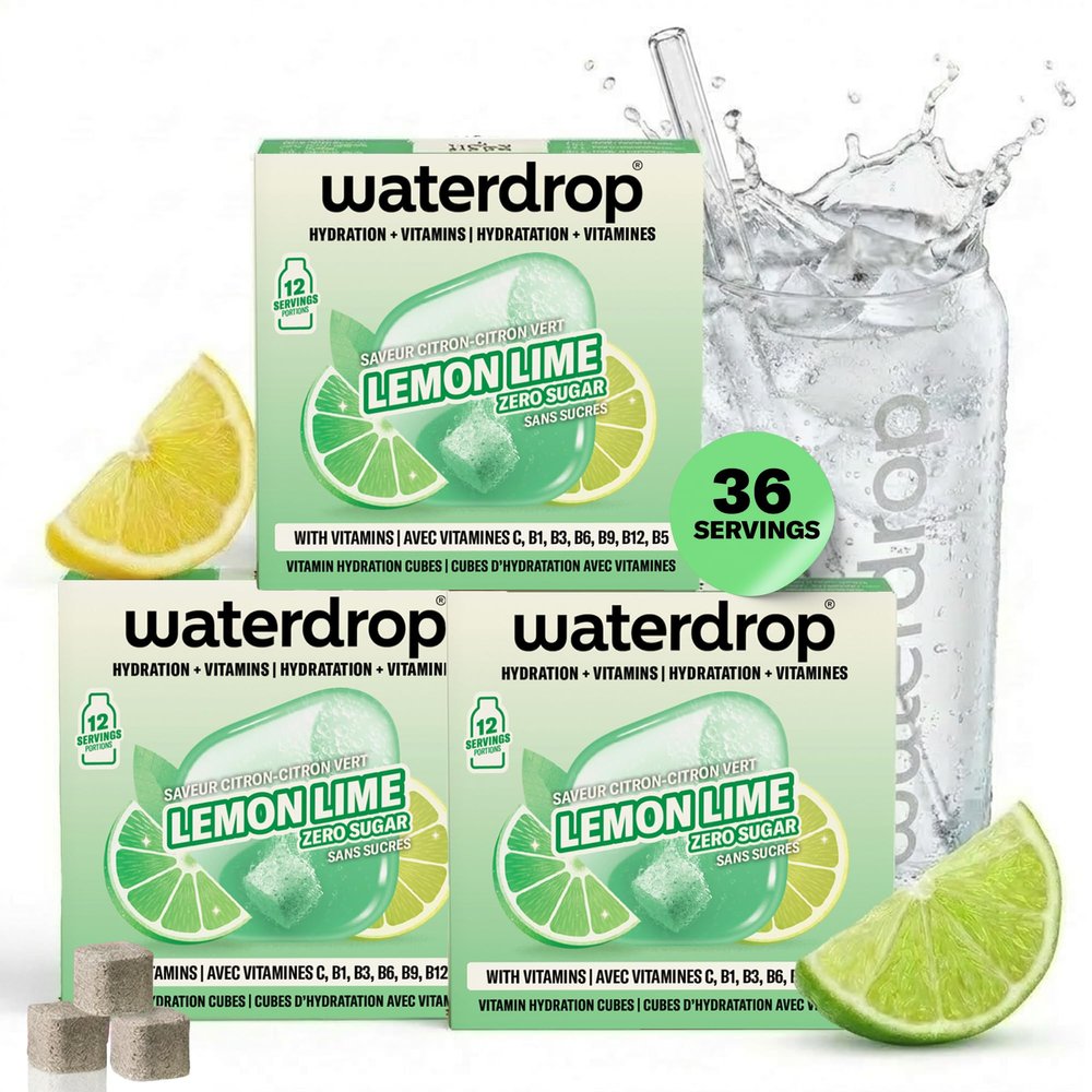waterdrop Microdrink Lemon-Lime Fizzy Drinks Multipack Lemon-Lime Flavour 36 Water Flavouring Hydration Tablets Sugar Free, Low Calorie Drink Cubes Flavoured Fizzy Drinks with Vitamin C & B