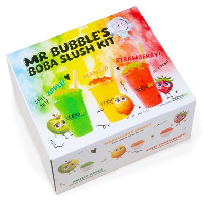 Bobalife Bubble Tea Slush Kit BobaSlush Drink Mix Set with Fruit Syrup & Popping Boba for Homemade Bubble Tea Slushies Easy DIY Beverage Kit, Vegan & Gluten Free
