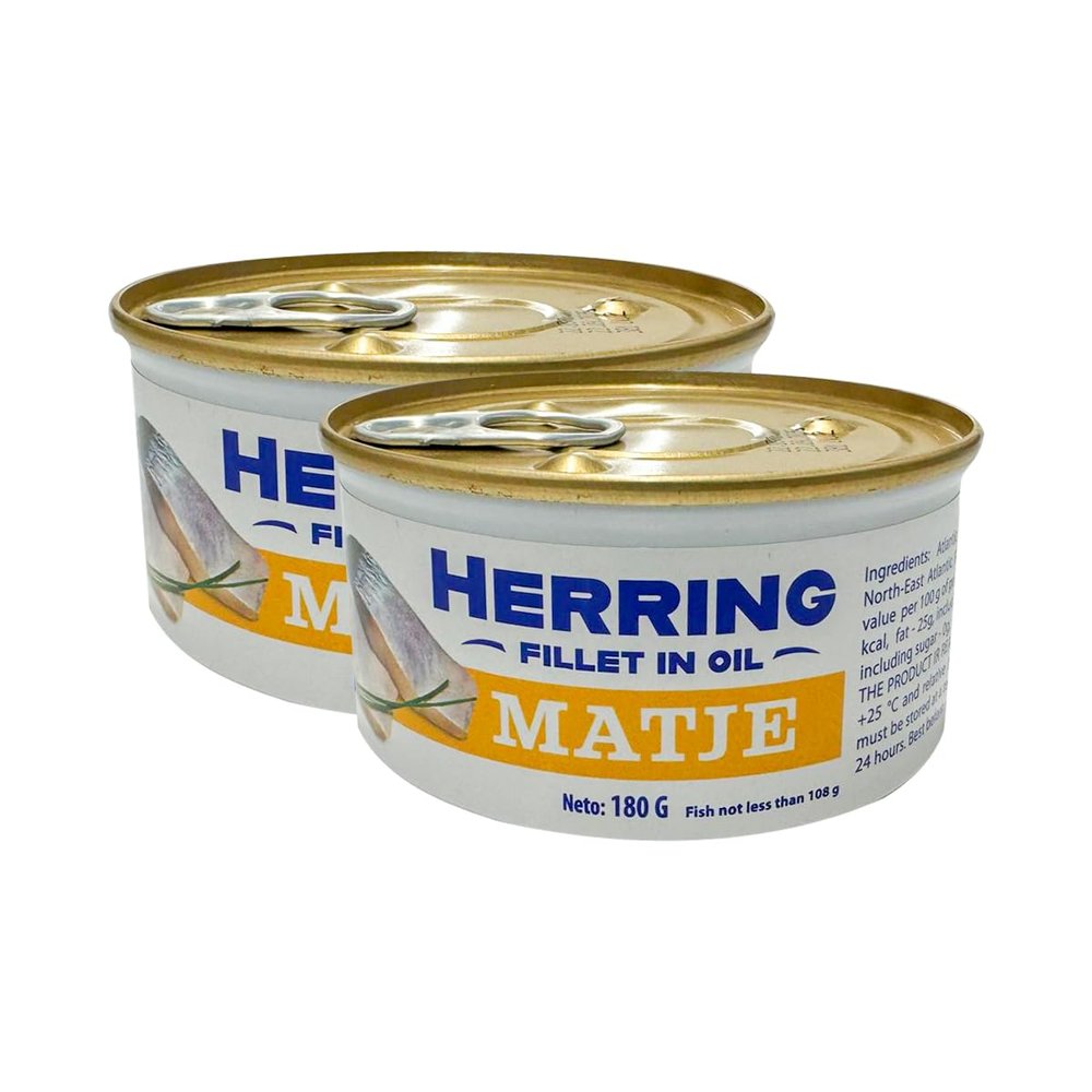 Banga Atlantic Herring Fillets In Oil 180G Traditional, Free Of Artificial Preservatives, Preserves Flavor And Texture, Product Of Lithuanian Pack Of 2