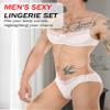 AIEOE Sissy Bikini Set for Men Crossdresser Two Pcs Sissy Outfit Lace Lingerie Sheer Spaghetti Straps Bra and Brief for Gay White view 3