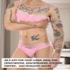 AIEOE Sissy Bikini Set for Men Sexy Sissy Outfit Lace Lingerie Sheer Spaghetti Straps Bra and Brief Crossdresser Two Pcs for Gay Pink view 4